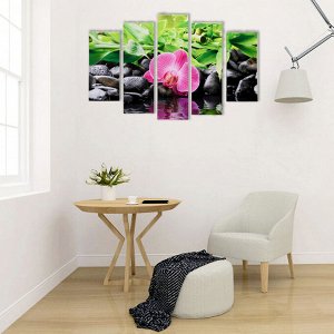 Модульная картина "Орхидея отражение" (2-23х52; 2-24х70; 1-24х80) 120х80см