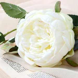 Цветы искусственные "Роза Трио" 10х65 см белый