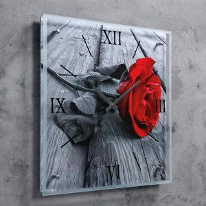 Часы настенные, серия: Цветы, "Красная роза", 50х50 см