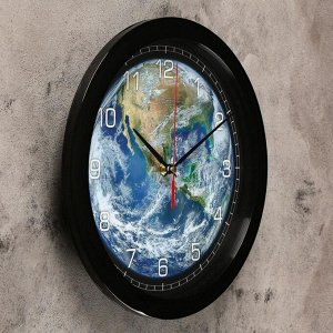 Часы настенные, серия: Природа, "Планета Земля", плавный ход, d=28 см