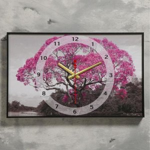 Часы настенные, серия: Природа, "Цветущие дерево", 1 АА, плавный ход, 57х35х4 см, микс