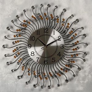 Часы настенные, серия: Ажур, "Разноцветные витые лучики", d=50 см