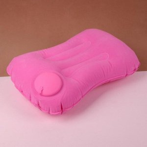 Подушка дорожная, надувная, со встроенным насосом, 45 ? 30 см, цвет МИКС