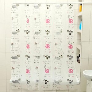 Штора для ванной комнаты Доляна «Коты», 180x180 см, EVA