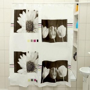 Штора для ванной комнаты Доляна «Белые цветы», 180x180 см, EVA