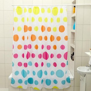 Штора для ванной комнаты Доляна «Цветное драже», 180x180 см, полиэстер