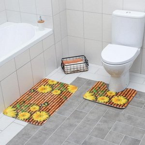 Набор ковриков для ванны и туалета Доляна «Лето» 2 шт: 79x49, 49x40 см