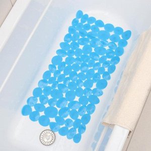 Коврик для ванны Доляна «Галька крупная», 35?71 см, цвет синий