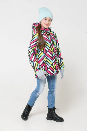 Куртка(Осень-Зима)+girls (графит, цветные листики)