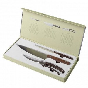 Набор ножей с деревянной ручкой Ron: 2 ножа 12/20 см, ножницы 9 см