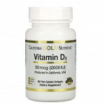 California Gold Nutrition, витамин D3, 50 мкг (2000 МЕ), 90 рыбно-желатиновых капсул
