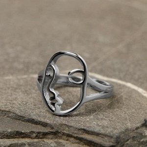 Кольцо "Богема" лицо, цвет серебро, безразмерное