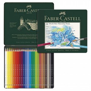 Карандаши цветные акварельные художественные FABER-CASTELL "Albrecht Durer", 24 цвета, металлическая коробка, 117524