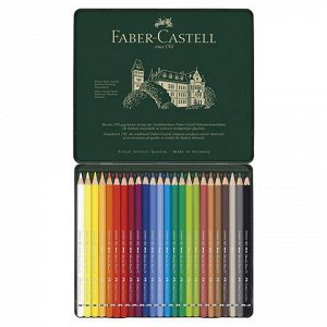 Карандаши цветные акварельные художественные FABER-CASTELL "Albrecht Durer", 24 цвета, металлическая коробка, 117524