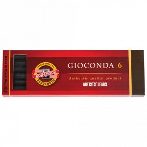 Графитовые стержни KOH-I-NOOR, набор 6 шт., "Gioconda", черные, картонная коробка, 4345002004PK