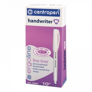 Ручка капиллярная (линер) ЗЕЛЕНАЯ CENTROPEN "Handwriter", трехгранная, линия письма 0,5 мм, 4651, 2 4651 0110