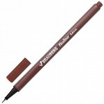 Ручка капиллярная (линер) BRAUBERG &quot;Aero&quot;, КОРИЧНЕВАЯ, трехгранная, металлический наконечник, линия письма 0,4 мм, 142257