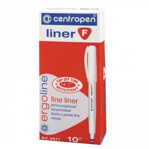 Ручка капиллярная (линер) ЧЕРНАЯ CENTROPEN "Liner", трехгранная, линия письма 0,3 мм, 4611, 2 4611 0112