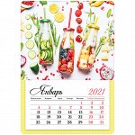 Календарь отрывной на магните 95*135мм, склейка, OfficeSpace &quot;Mono - Fresh&quot;, 2021г
