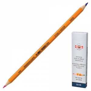 Карандаш двухцветный КРАСНО-СИНИЙ, KOH-I-NOOR, 1 шт., шестигранный, грифель 3,2 мм, натуральное дерево, 3433, 34330EG001KS