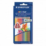 Карандаши цветные STAEDTLER (Германия) &quot;Noris&quot;,12 цветов, трехгранные, заточенные, европодвес, 127 NC12, 187 C12