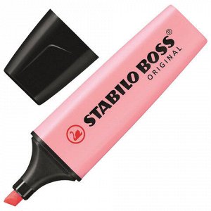 Текстовыделитель STABILO "Boss Pastel", РОЗОВЫЙ, линия 2-5 мм, 70/129