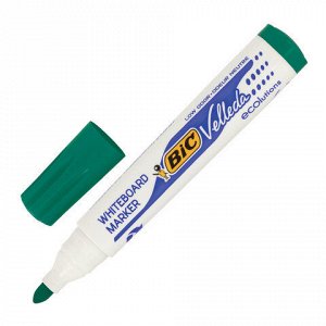 Маркер стираемый для белой доски ЗЕЛЕНЫЙ, BIC "Velleda", 1,4-5 мм, эргономичный корпус, 904940