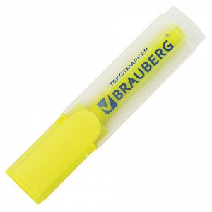 Текстовыделитель BRAUBERG "FLUO", ЖЕЛТЫЙ, линия 1-5 мм, 150398