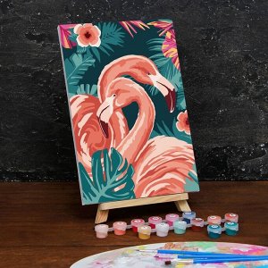 Картина по номерам на холсте с подрамником «Тропический фламинго» 20?30 см