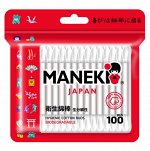 Палочки ватные гигиен. &quot;Maneki&quot; RED, с белым бумажным стиком, в zip-пакете, 100 шт./упак