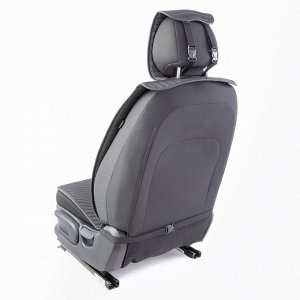 Накидки на передние сиденья CarPerformance, 2 шт. материал fiberflax (лен) среднее плетение, контрастная горизонтальная прострочка,  поролон 8 мм., противоскользящая подкладка. , чёрн./серый