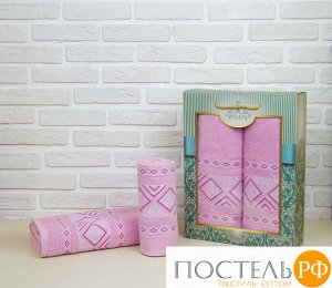 A0000111/ розовый Набор полотенец "Ромбан" (50х90+70х140), розовый, , шт