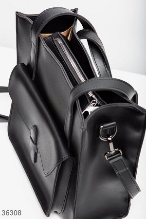 Gepur Черная сумка с накладным карманом