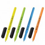 Ручка шариковая масляная BRAUBERG &quot;Fine Neon&quot;, СИНЯЯ, корпус ассорти, узел 0,7 мм, линия письма 0,35 мм, 142948