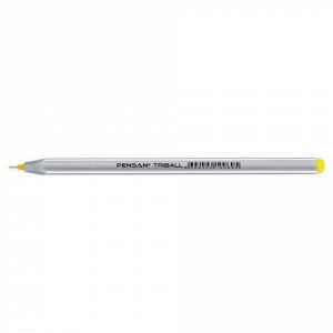 Ручка шариковая масляная PENSAN "Triball", ЖЕЛТАЯ, трехгранная, узел 1 мм, линия письма 0,5 мм, 1003/12