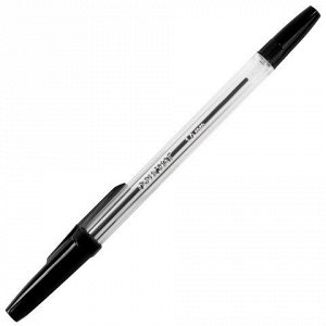 Ручка шариковая ОФИСМАГ "Line", ЧЕРНАЯ, корпус прозрачный, узел 1 мм, линия письма 0,5 мм, 141879