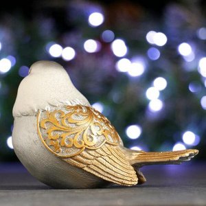Фигура "Красивая птичка" золото с серебром, 9х12х9см