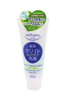 JP/ Softymo Medicated Cleansing Foam White Scrub In Пенка-скраб для умывания, 150гр