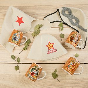 Шапка банная "Летчик" 30%шерсть, 70%полиэфир, GC Design