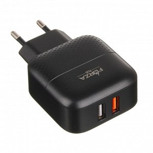 С FORZA Зарядное устройство USB Модерн, 2USB, 3А, Быстрая зарядка QC3.0+TYPE-C PD, 110-240 В, пластик