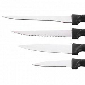 Набор ножей 6 пр. в дер.подставке: ножи кух. 7,5см, 11,5см, 12см, 14см, ножницы