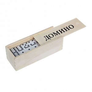 LDGames Домино пластик, в деревянном пенале 15,5х5,5см