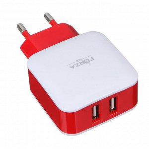 С FORZA Зарядное устройство USB Акварель, 220В, 2USB, 2А, пластик, цветное