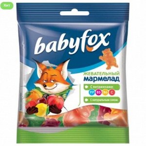 «BabyFox», мармелад жевательный с соком ягод и фруктов, 30 г