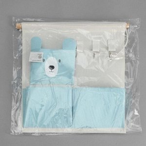 Органайзер подвесной с карманами «Мишка», 3 отделения, 30?34 см, цвет голубой