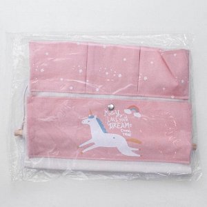 Органайзер с карманами подвесной «Единорожек» 6 отделений, 50х35 см, цвет розовый