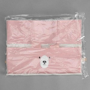 Органайзер с карманами подвесной «Мишка», 6 отделений, 60?35 см, цвет розовый
