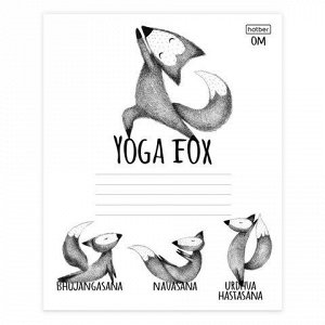 Тетрадь 24 л., HATBER, клетка, обложка картон, "Animals Yoga" (5 видов), 24Т5В1
