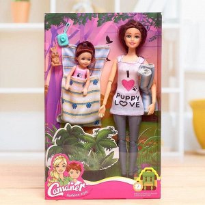 Кукла модель шарнирная «Туристка» с малышкой, с аксессуарами, МИКС