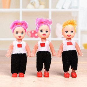 Куклы малышки «Сестрёнки» в костюмчиках, 3 штуки, МИКС